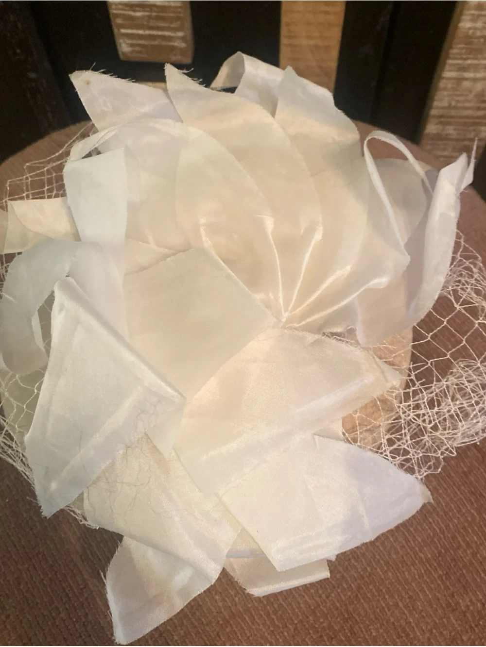 Vintage 1950s White Birdcage Veil - USA Union Made